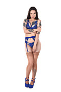 Sophie Ink Blue & Tan Evening istripper model